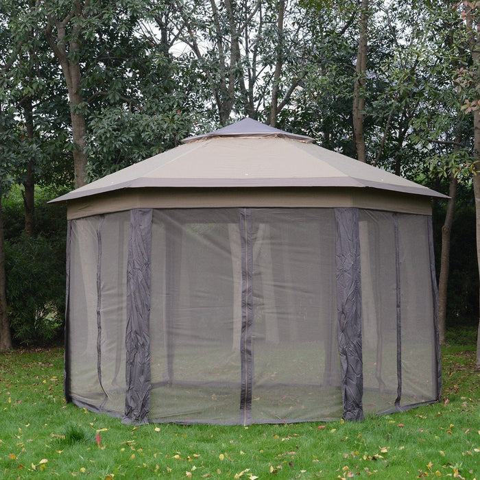 Hexagonal Pop Up Gazebo With Mesh Sides, 4x4m