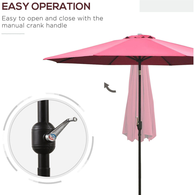 3m Tilting Garden Parasol with Crank Handle Outsunny
