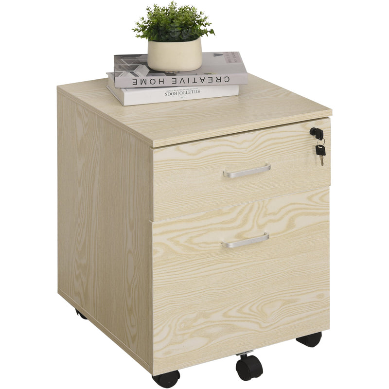 2-Drawer Locking Filing Cabinet, Oak