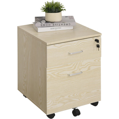 2-Drawer Locking Filing Cabinet, Oak Vinsetto