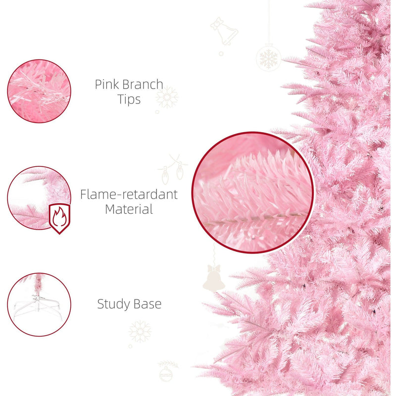 6FT Pop-up Artificial Christmas Tree Holiday Xmas Holiday Tree Decoration with Automatic Open for Home Party, Pink