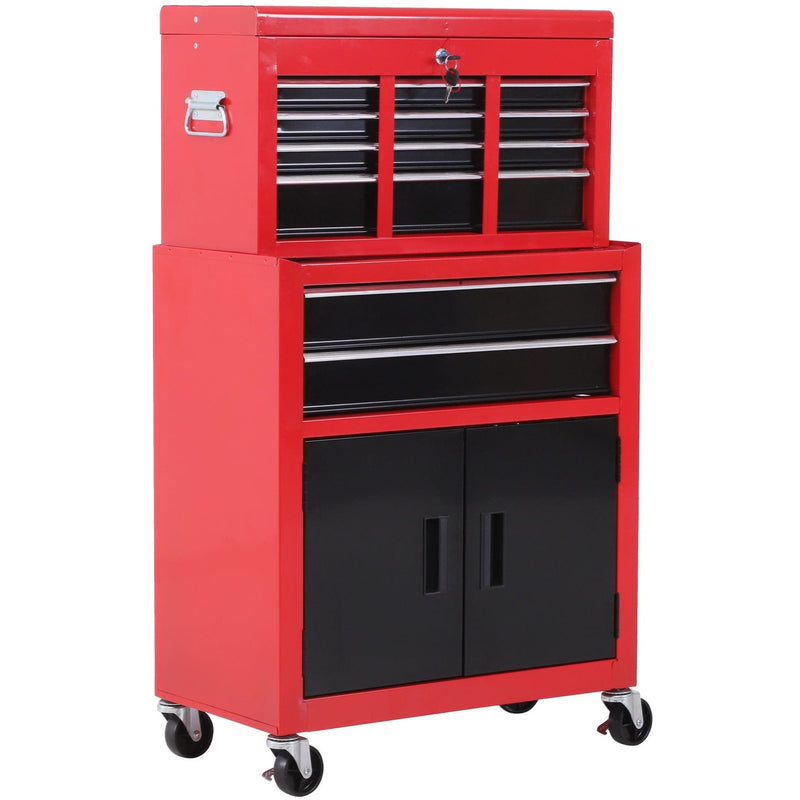 Tool Chest on Wheels, 6 Drawers, 61.6x33x108cm, Red