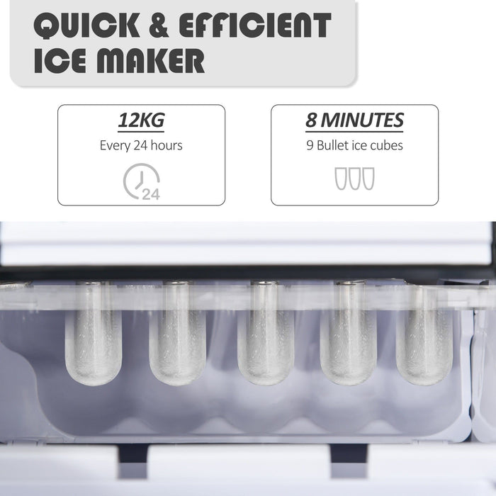 Countertop Bullet Ice Maker, 12kg/24H, Auto Cleaning, Window