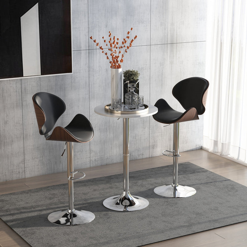 60cm White Bar Table With Adjustable Height