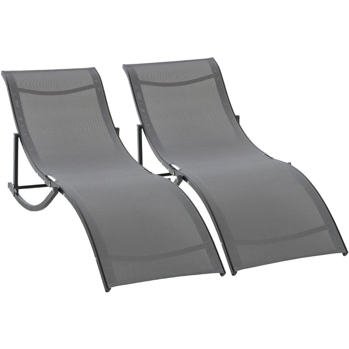 S Shaped Sun Lounger Set, Foldable, Set of 2