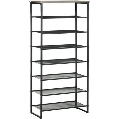 8-Tier Shoe Rack for 21-24 Pairs, Black & Grey Homcom