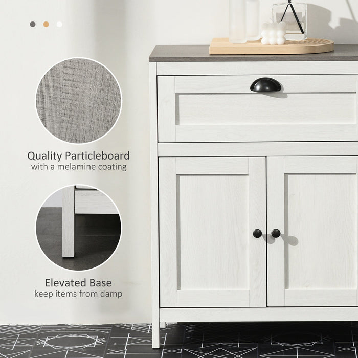 White Freestanding Bathroom Floor Cabinet With Drawer