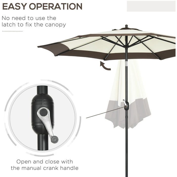 2.7m Tilting Garden Parasol with Metal Ribs, Coffee