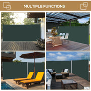Outsunny 3 x 2m Retractable Sun Side Awning Screen Fence Patio Garden Wall Balcony Screening Panel Outdoor Blind Privacy Divider, Dark Grey Outsunny