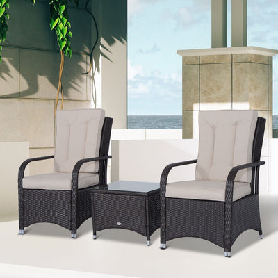 2 Seater Rattan Bistro Set with Cover Outsunny