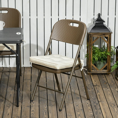 Outsunny Garden Seat Cushion with Ties, 40 x 40cm Replacement Dining Chair Seat Pad, Cream White Outsunny