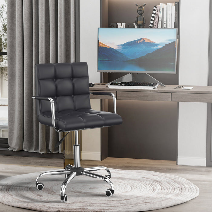 PU Leather Swivel Desk Chair Black