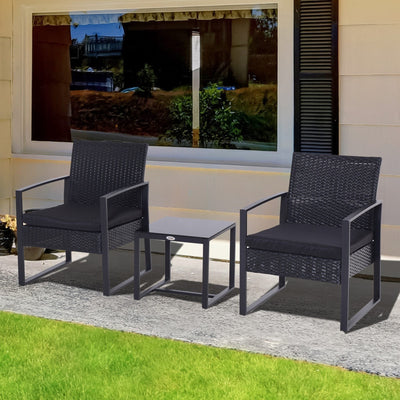 Rattan Bistro Set For 2 Outsunny