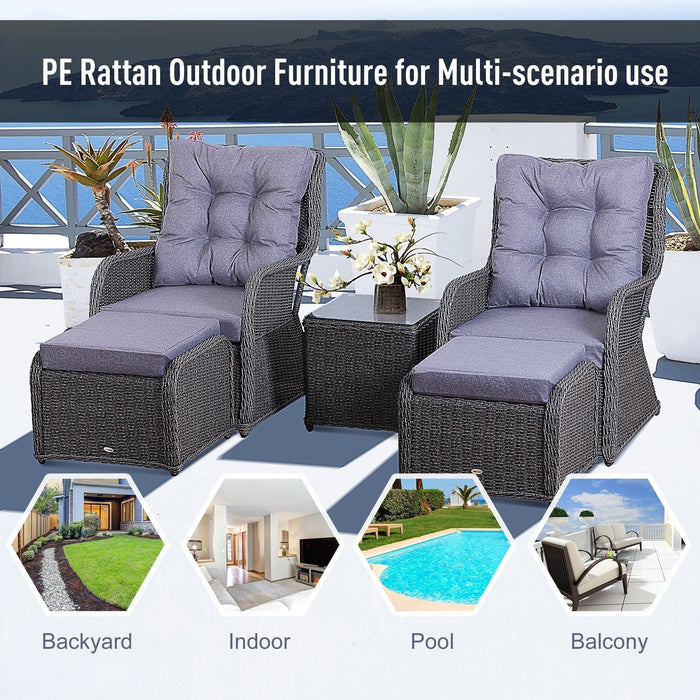 Deluxe 2 Seater Rattan Lounge Set, Grey, Fully-Assembled