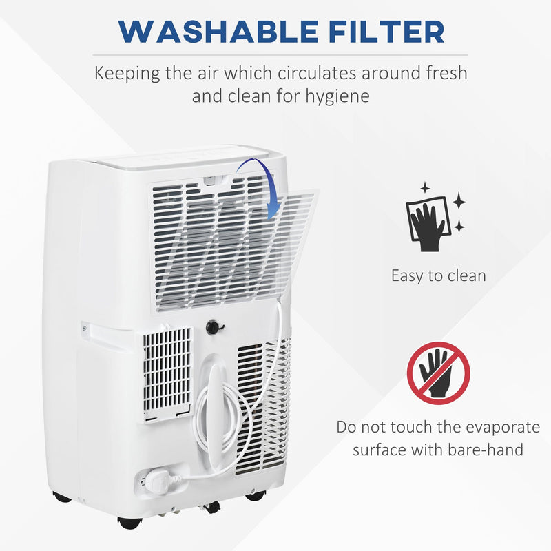 HOMCOM 12,000 BTU Portable Air Conditioner Dehumidifier Cooling Fan for Room up to 25m², with Remote, LED Display, 24H Timer, Window Mount Kit, White Homcom