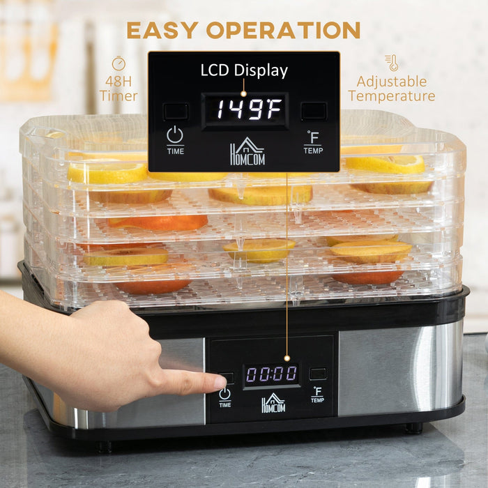 Food Dehydrator, 5-Tier, 245W, Stainless Steel, Silver