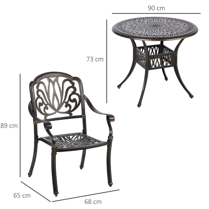 Cast Aluminium Outdoor Dining Set, 4 Chairs, Round Table