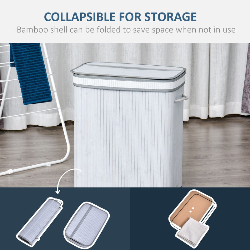 Foldable Laundry Basket, Grey Wood