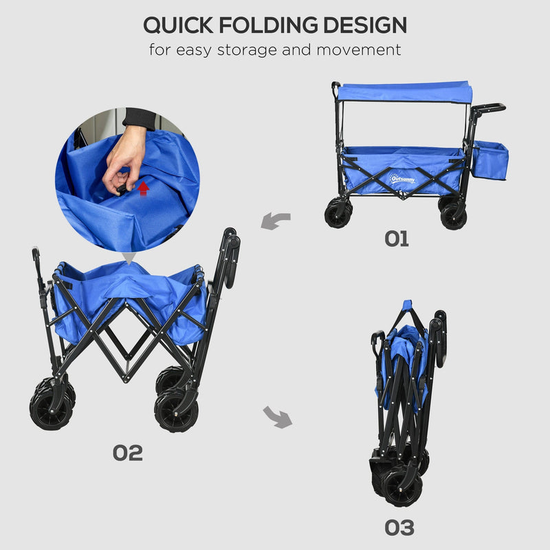 Folding Trolley Cart w/ Canopy, Blue