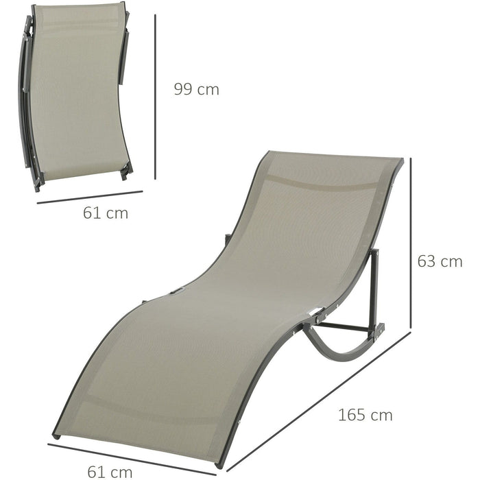 S Shaped Sun Lounger Set, Foldable, Set of 2