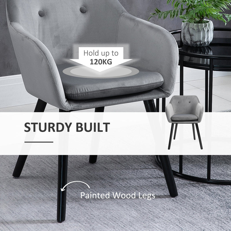 Grey Velvet Dining Chairs, Set of 2