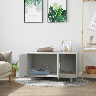 Nightstand Cat Litter Box Enclosure  - Grey Pawhut