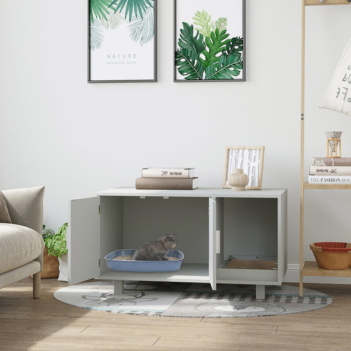 Nightstand Cat Litter Box Enclosure  - Grey