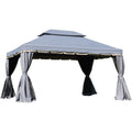 Metal Frame Gazebo With Sides, 3x4m, Grey Outsunny