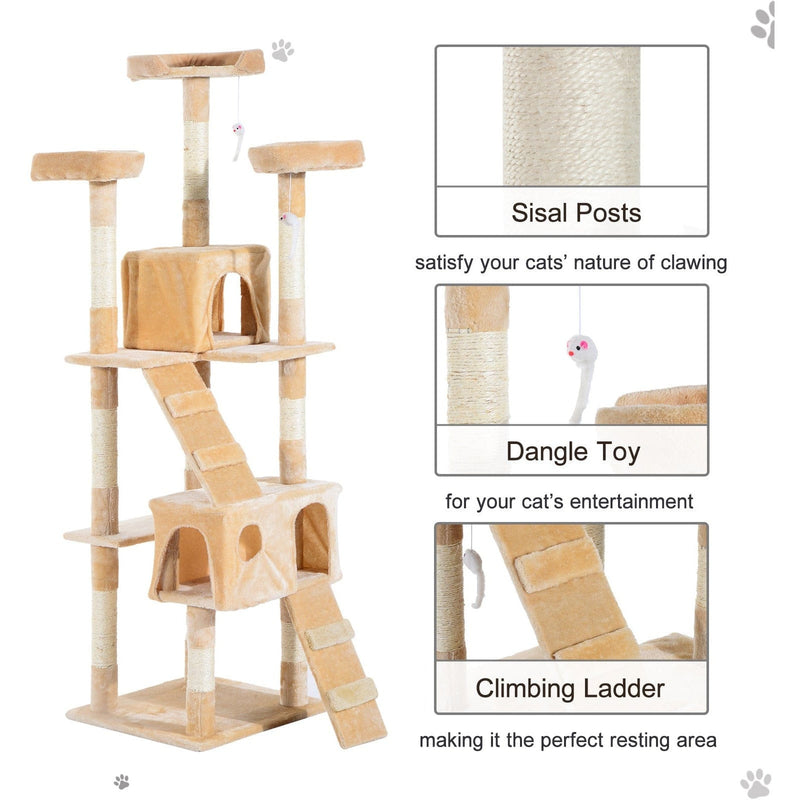 Cream Cat Activity Tree, Scratching Post, Climbing Tower