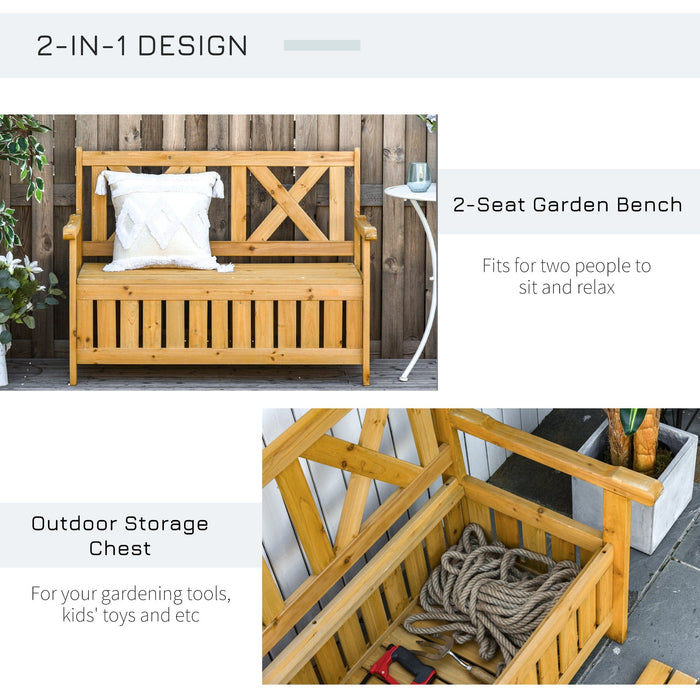 2 Seater Wooden Garden Bench with Storage