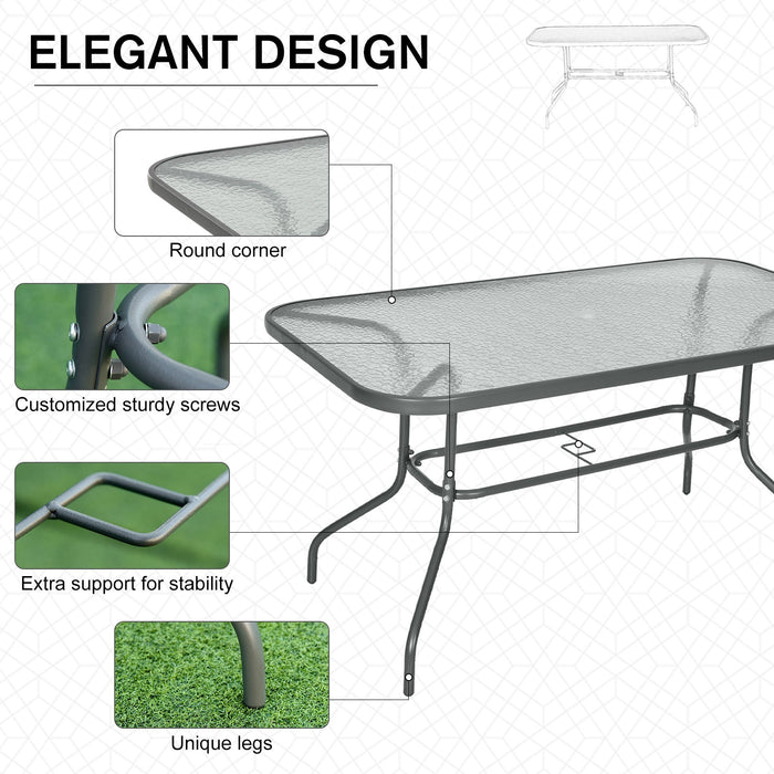 Outsunny Garden Table, Metal Frame, Grey