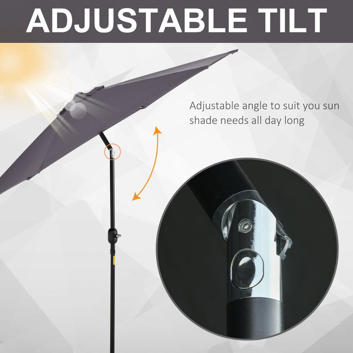 2.7M Tilting Parasol, Outdoor Sun Shade, Aluminium Frame