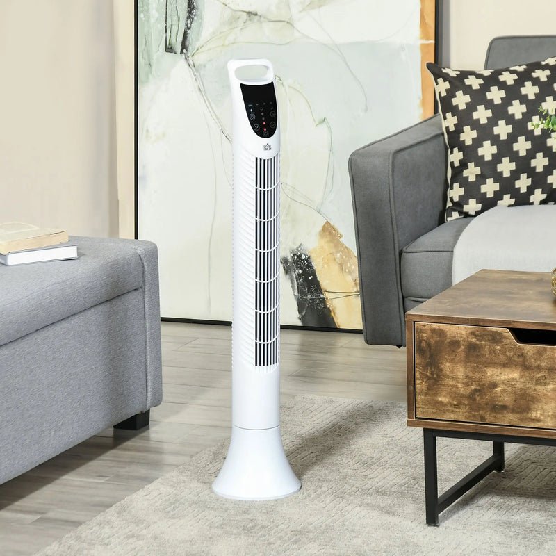 36" Tower Fan with Remote, 3 Speed, Oscillation, 7.5h Timer Homcom