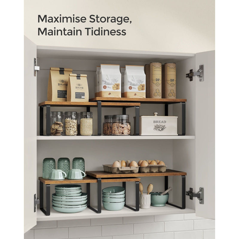 Set of 4 Cupboard Organiser Shelves by Songmics