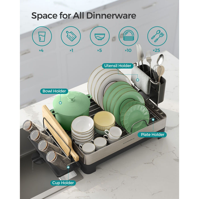 Stainless Steel Dish Drainer with Drip Tray