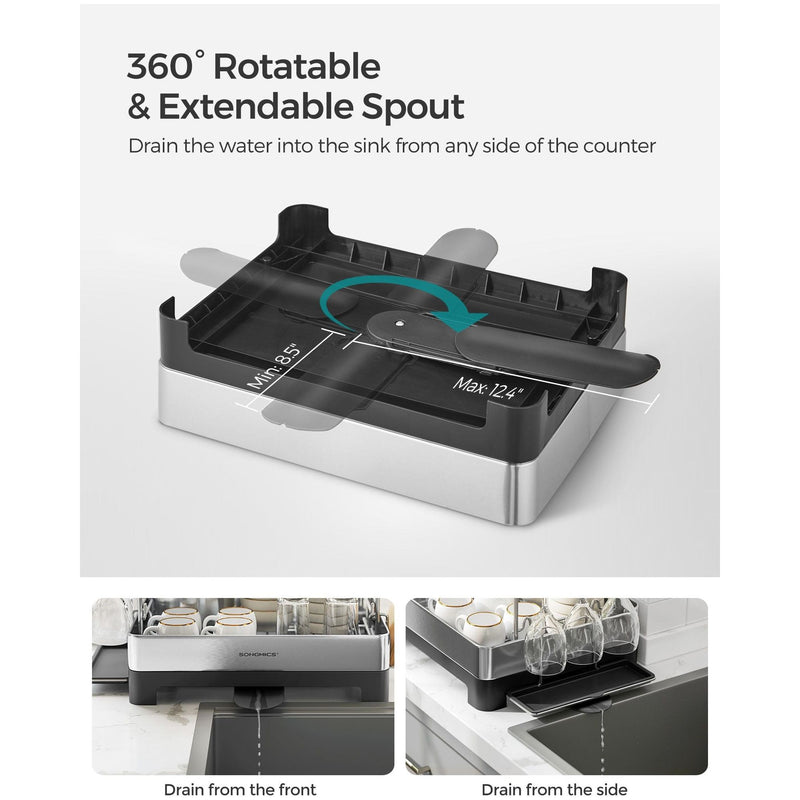 Songmics Stainless Steel Dish Drainer with Drip Tray 2 Tier