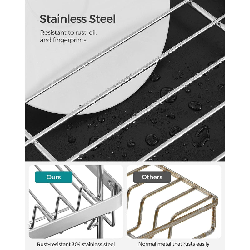 Songmics Stainless Steel Dish Drainer with Drip Tray 2 Tier