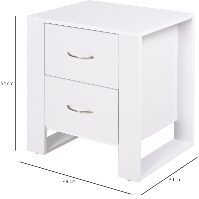 2 Drawer Bedside Table, Elevated Base