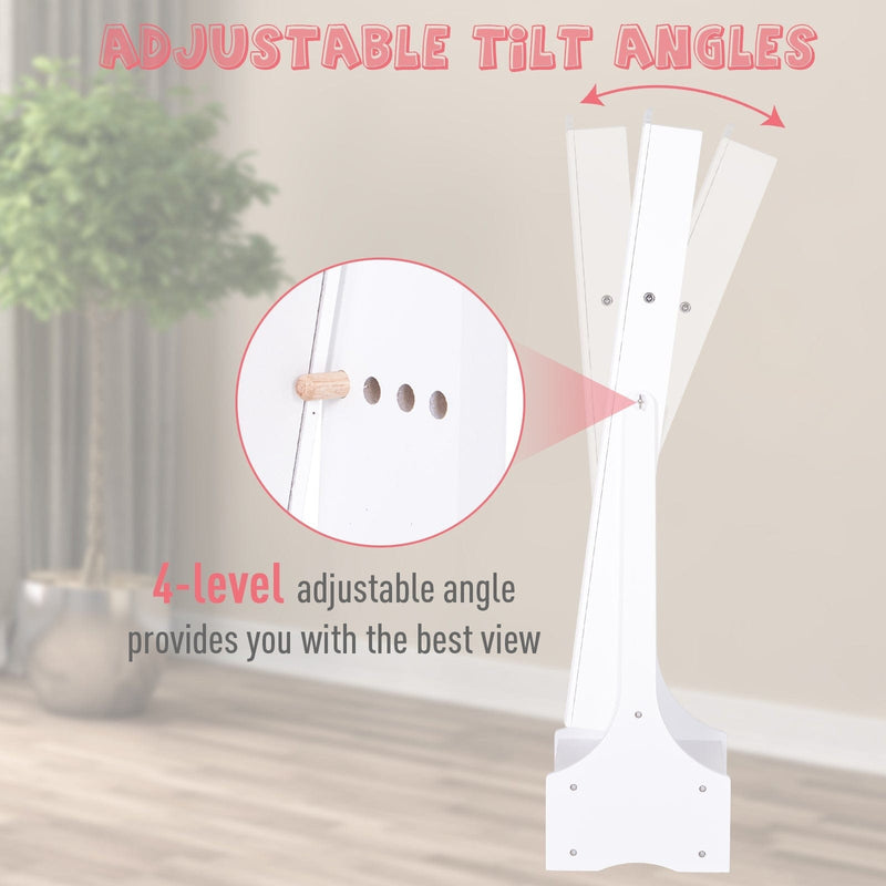 Mirrored Jewelry Cabinet, Full-Length Mirror, Flip-Over Shelf, Lock, White