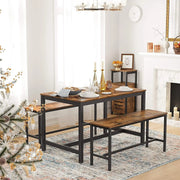 Industrial Style Dining Table by Vasagle (120x75x75cm) - Features a black steel frame and rustic brown wooden top