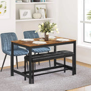 Industrial Style Dining Table by Vasagle (120x75x75cm) - Features a black steel frame and rustic brown wooden top
