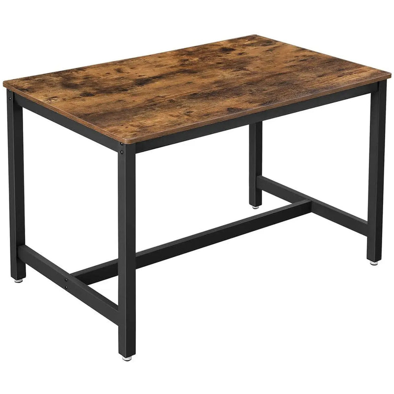 Industrial Style Dining Table by Vasagle (120x75x75cm) - Features a black steel frame and rustic brown wooden top