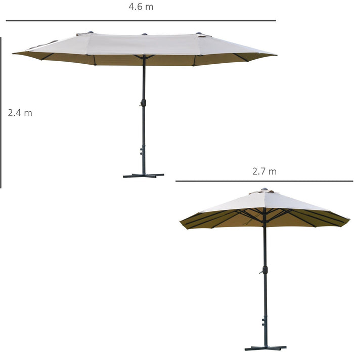 4.6m Double Sided Parasol With Crank Handle, Cross Base