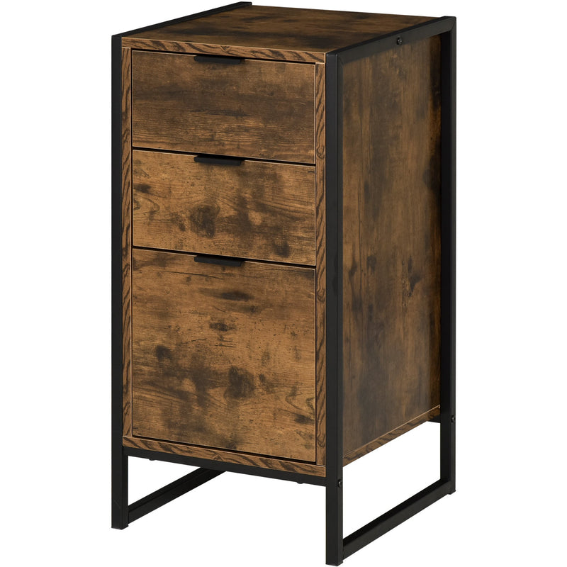 Industrial 3 Drawer Chest, Metal Frame, Bedroom/Living Room