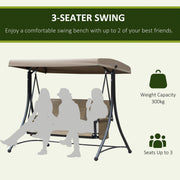 3 Person Garden Swing Chair With Side Pockets, Canopy Outsunny