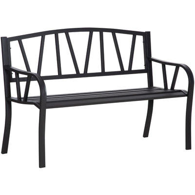 Modern Metal Garden Bench Outsunny