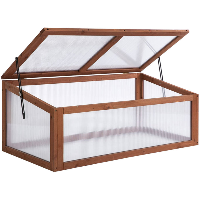 Wooden Polycarbonate Cold Frame Greenhouse, 100x65x40cm