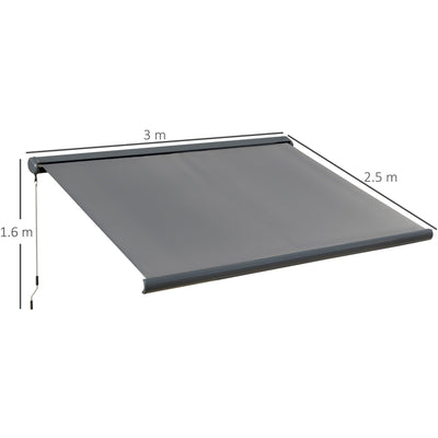 Electric Patio Awning, Remote Control, Grey Outsunny