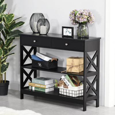 Console Table With Drawers Homcom