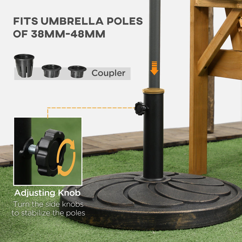 Bronze Round Outdoor Umbrella Stand - 18kg Outsunny